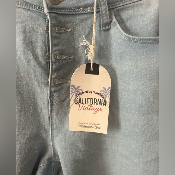 California Vintage Light Blue Flare Jeans with Distressed Knees Size 14 - Picture 3 of 7